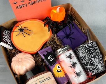 Spider Halloween Treat Boxes Spooky Halloween Gifts For Kids - Halloween Personalised Boo Basket For Her - Pumpkin Halloween Filled Boxes