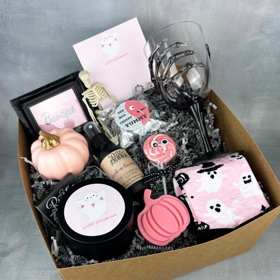 Boo Basket For Women, Halloween Gift Basket For Her, Cute Pink Halloween Gift Box, Fall Style, Witchy Gifts For Friend,Girlfriend Horror Box