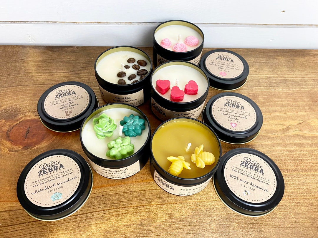 Container Candles in 4 Oz Black Tin - Scented Soy Candles - Handmade ...