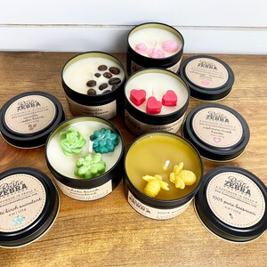 Container candles in 4 oz black tin - scented soy candles - handmade candles