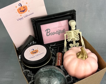 Halloween Boo Basket For Her - Pink Halloween Gifts For Wife Best Fall Home Decor - Halloween Gift Box Pumpkin Package - Spooky Basket
