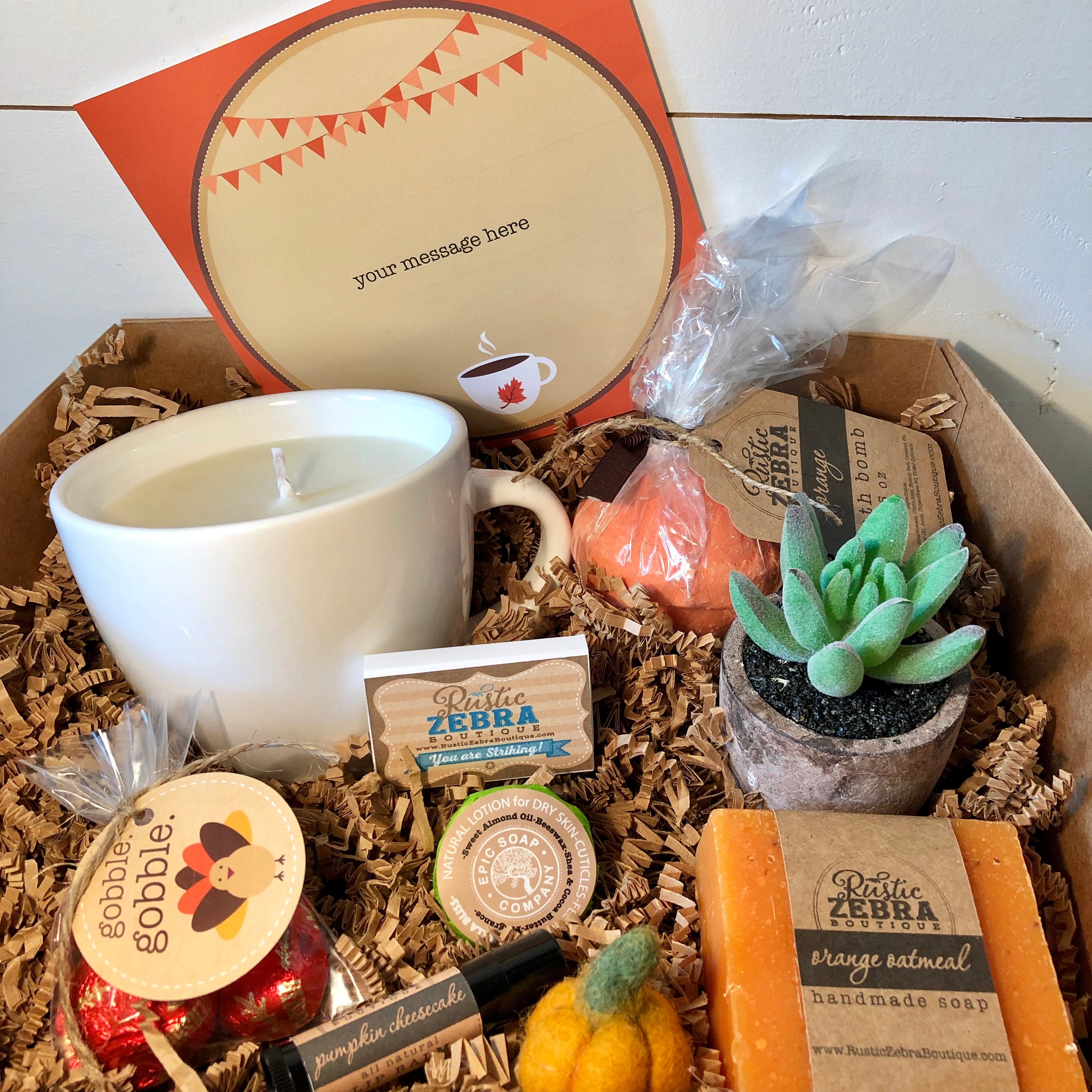 Fall Tea Gift Basket, Autumn Birthday Box, Thinking of You Gift Set,  Thanksgiving Gift, Autumn Tea Hamper, Pumpkin Box, Care Package for Her 
