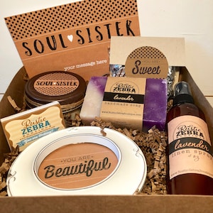 Soul Sister Gift Basket, Thanksgiving Basket For Best Friend, Fall Style, Sister Birthday Gifts, Relaxation Care Packages, Thank You Box image 1