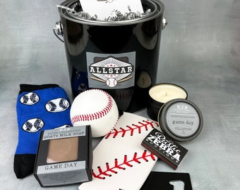 Baseball Gift Basket Best Fathers Day Gift For Dad - Sports Mens Gift Baskets Unique Gift For Grandpa - Game Day Gift Box For Husband