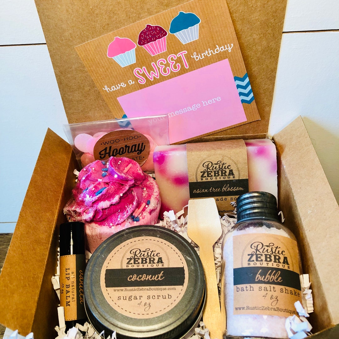 Birthday Gift Box for Her, Small Spa Gift Box, Cupcake Bath Bomb, Gift
