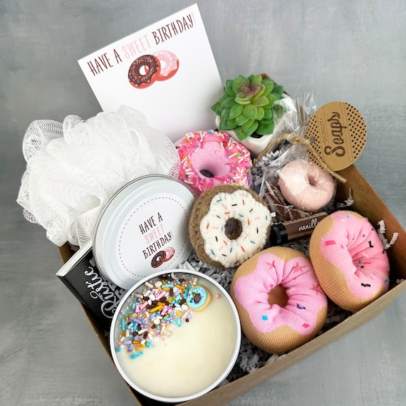 Sweet 16 Birthday Gift Box, Quinceanera Basket, Donut Spa Gift Box, Girly Birthday Basket, Cute Gift Box For Her, Best Friend Gift,Self Care