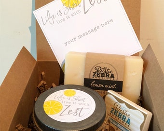 Lemon Gift Basket Summer Craft - Summer Break Gift Box For Her or Gifts For Girls Trip - Small Spa Gift Set Best Self Care Gift For Friend