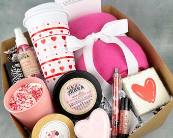 Valentine Gift Baskets, Valentines Day Gift For Her, Pink Girly Gift Box, Cute Self Care Gift Box, Valentines Basket For College Daughter