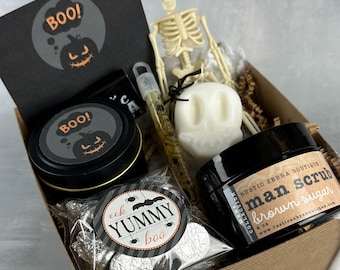 Small Boo Basket For Men - Spooky Gift Basket for Him Personalized Halloween Gift For Boys - Fall Care Package Halloween Party Supplies