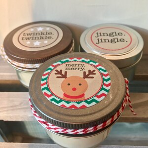 Christmas Candles, Christmas Employee Gifts, Candle Favors 4oz, Holiday Gifts, Advent Gift, Stocking Stuffer, Teacher Xmas Candle, Festive