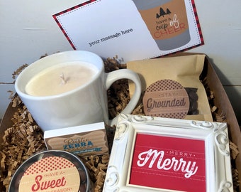 Christmas Coffee Gift Box, Coworker Christmas Gift, Best Holiday Gifts For Her, Jingle Basket For Her, Coffee Candle Gift Box, Burr Basket