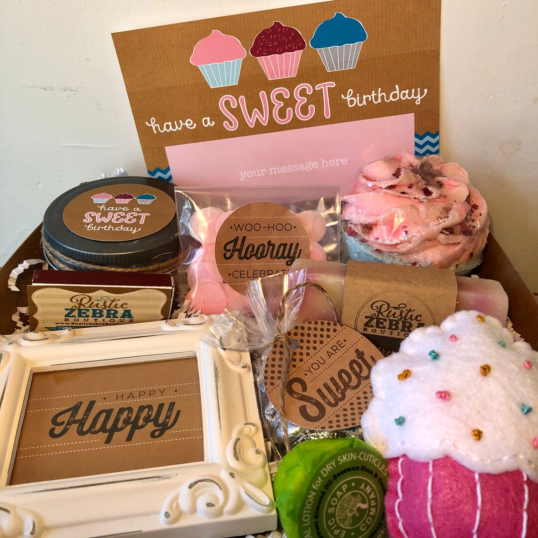 Cupcake Gift Box, Birthday in A Box, Birthday Gift Box Sweet, Friend Birthday Gift, Spa Gift