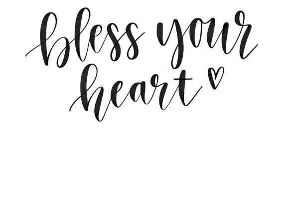 Download Bless Your Heart SVG File SILHOUETTE ONLY | Etsy