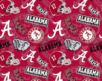 University of Alabama Cotton Fabric with New Tone ON Tone Design Newest Pattern 1 yard