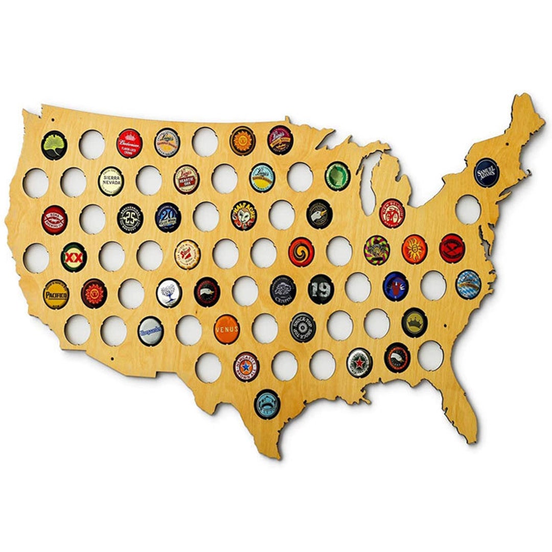 Beer Cap Map USA Beer Cap Map Display Beer Cap Wood Beer - Etsy