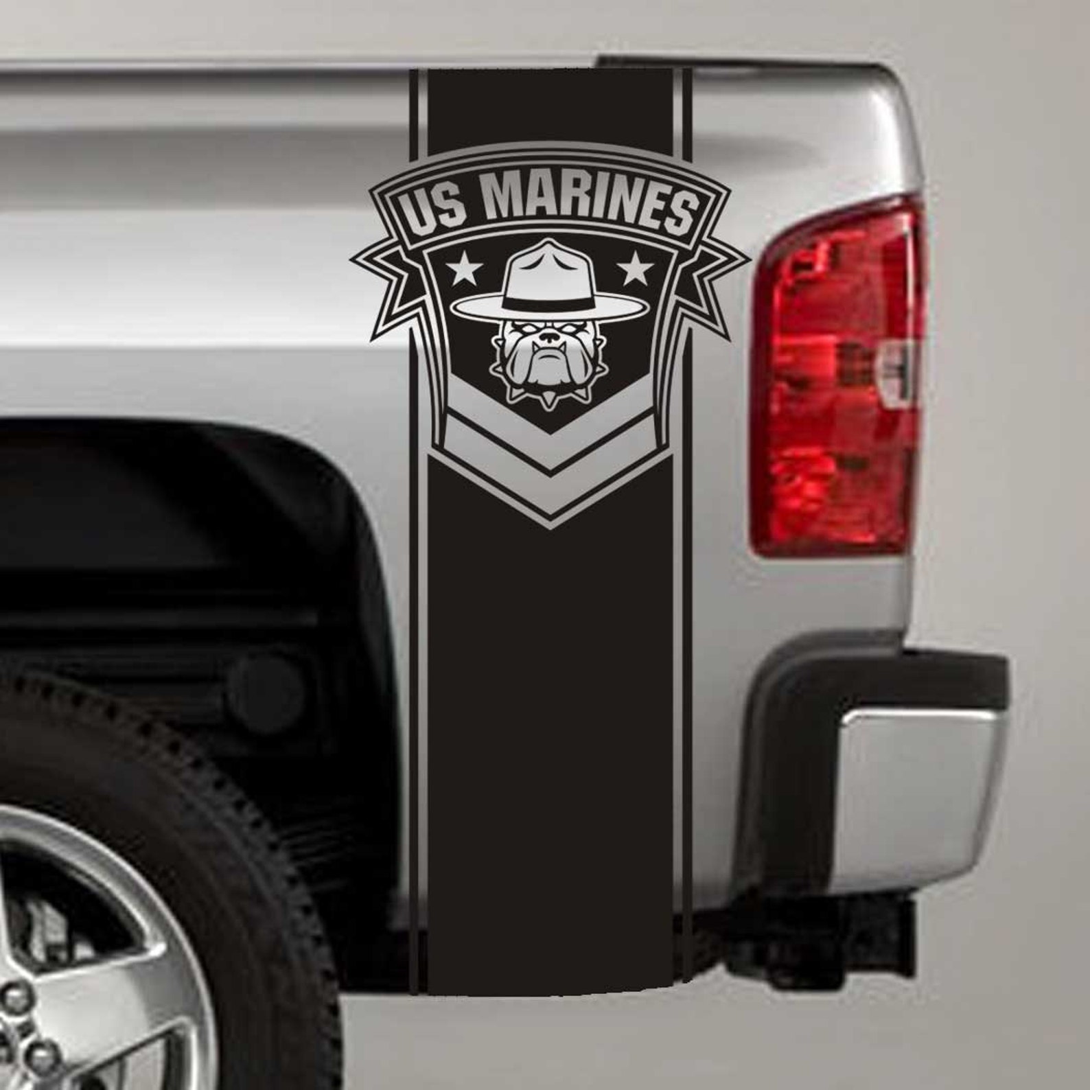 Truck Bed Stripe Decals USMC Marines Bulldog Stickers Etsy