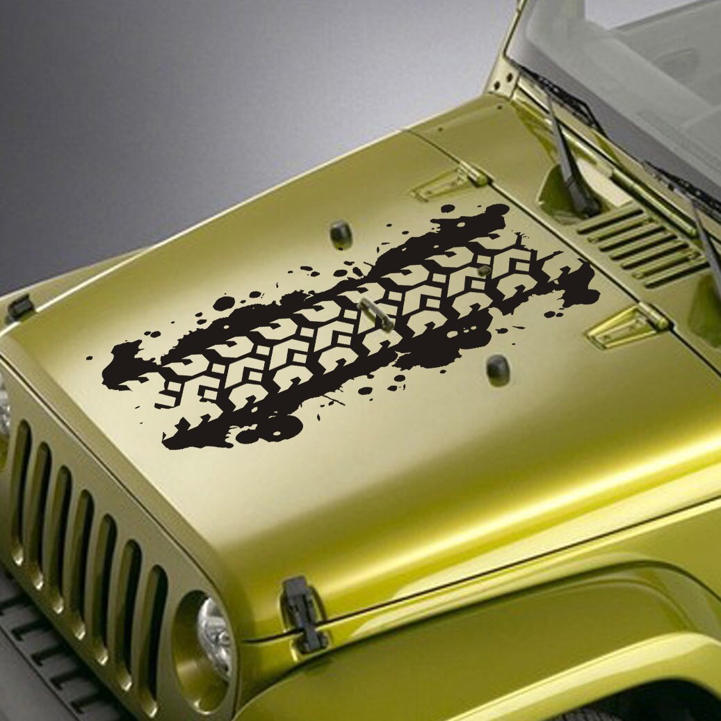 Jeep Wrangler Blackout Hood Decal Sticker Tire Tread Mud Etsy