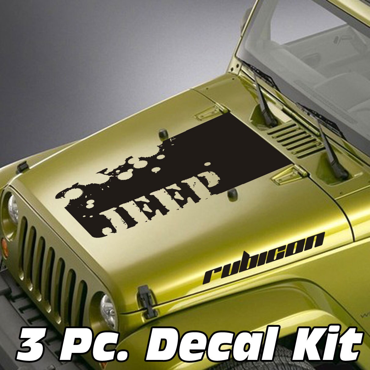 Jeep Wrangler Blackout Hood Decal 3 Piece Sticker Rubicon Kit Etsy