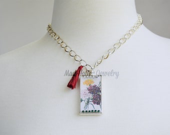 Purple Flowers Pendant Necklace