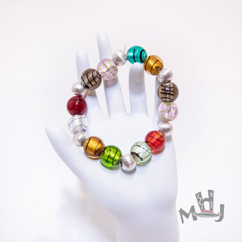 Multi Colored Bead Bracelet, Murano Style Beaded Bracelet, Multi Colored Murano Style Bead Bracelet image 1