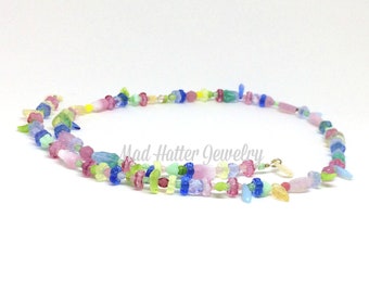 Multi-pastel Beaded Eyeglasses Chain, Varicolor Beaded Glasses Chain, Sunglasses or Eyeglasses Chain of Pastel Glass Beads, Gift Idea