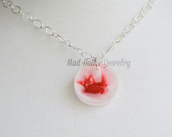 Red Swirls Round Pendant Necklace