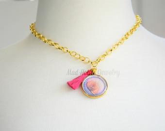 Pink and Purple Shell Pendant Necklace
