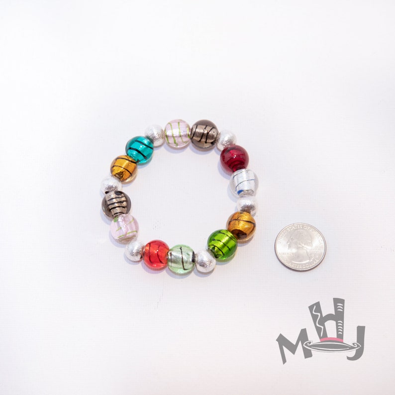 Multi Colored Bead Bracelet, Murano Style Beaded Bracelet, Multi Colored Murano Style Bead Bracelet image 3