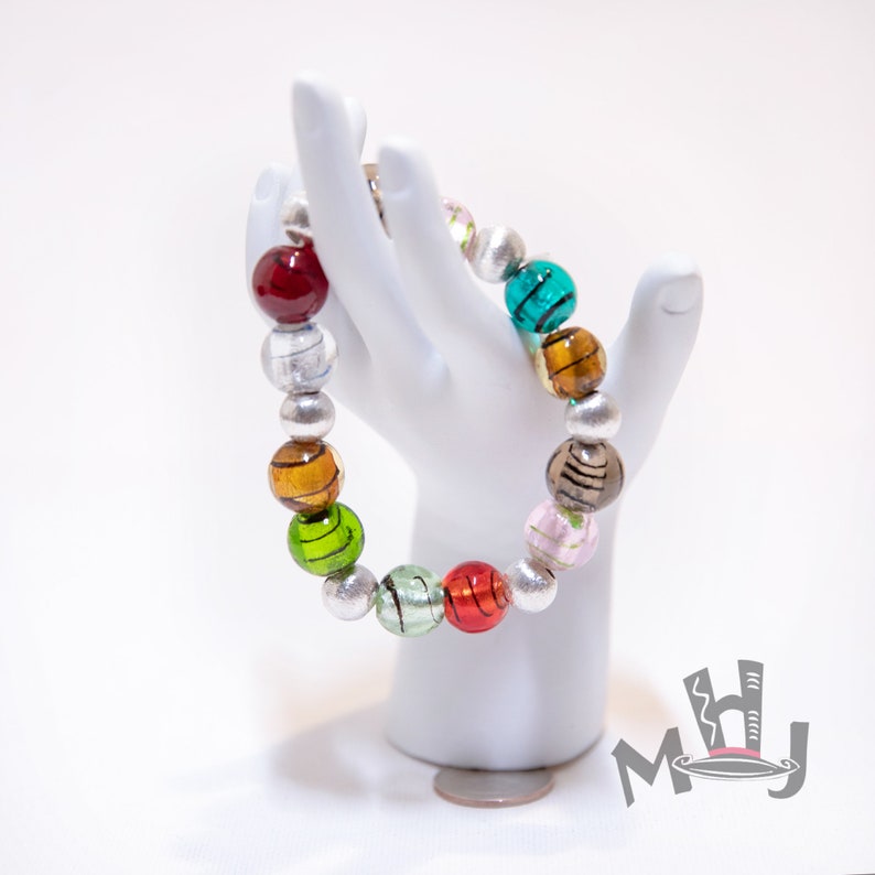 Multi Colored Bead Bracelet, Murano Style Beaded Bracelet, Multi Colored Murano Style Bead Bracelet image 2