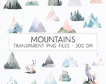 Mountain Clipart Bundle / Watercolor / High Quality PNG / Commercial Use