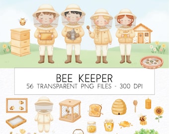 Bee Keeper aquarel clipart bundel (PNG)/commercieel gebruik
