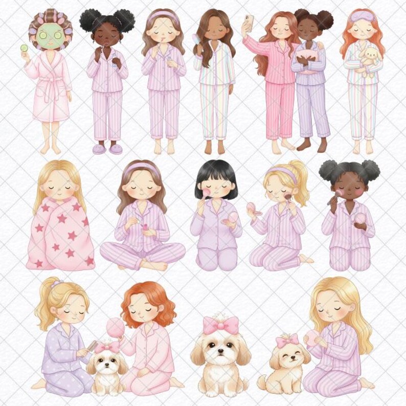 Slumber Party Watercolor Clipart Bundle (PNG) / Commercial Use - Etsy