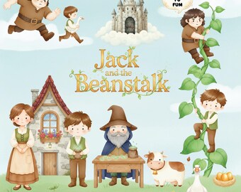 Jack and the Beanstalk Watercolor Clipart Bundle (PNG) / Commercial Use