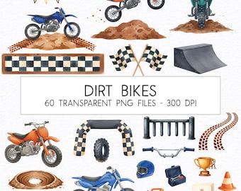 Dirt Bike Watercolor Clipart Bundle (PNG) / Commercial Use