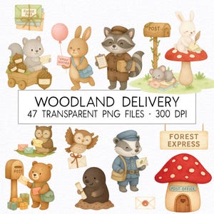 Woodland levering clipartbundel/aquarel/hoge kwaliteit PNG/commercieel gebruik/kwekerij clipart