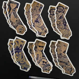 6 pack CHICANO STICKER set x drawings by Manzur Guzman x