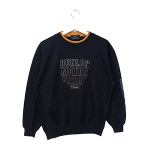 Vintage Dunlop Motorsport Sweatshirts Embroidered Spellout Crewneck Jumper Pullover
