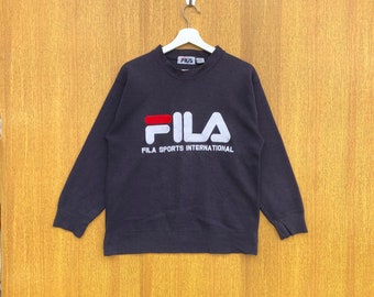 Vintage Fila Sweatshirt Embroidered Big Logo Spellout Sweatshirt Jumper Pullover Sweater