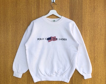 Vintage Polo Club For Ladies Sweatshirt Embroidery Spellout Big Logo Jumper Pullover Sweater