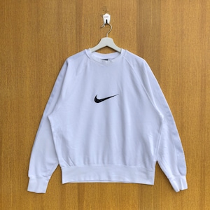 Vintage Nike Swoosh Center Sweatshirt Embroidery Big Logo Spellout Crewneck Jumper Pullover Sweater