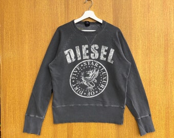 Sudadera Vintage Diesel Five Star Luxury Of Dirt con cuello redondo y estampado de letras.