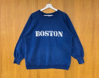 Vintage Boston City In Massachusetts Sweatshirt Spellout United States Crewneck Jumper Pullover Sweater