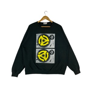 Vintage King Size Pro Dj Gear Sweatshirt Full Print Turntable Crewneck Jumper Pullover