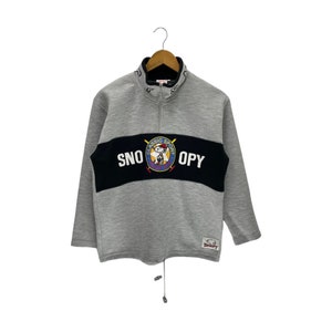 Vintage Snoopy Classic Sport Half Zipper Sweatshirt Embroidy Snoopy Spellout Crewneck Jumper Pullover Sweater