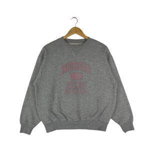 Vintage Michigan College Athletics Sweatshirt Spellout Jumper Pullover Crewneck Sweater