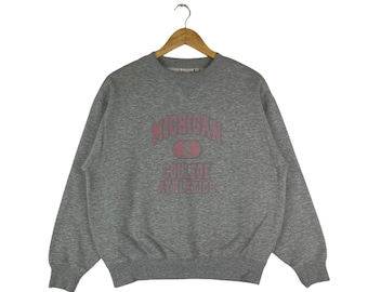 Vintage Michigan College Athletics Sweatshirt Spellout Jumper Pullover Crewneck Sweater
