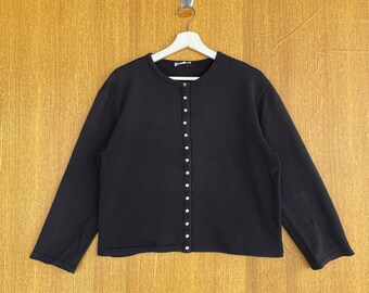 Vintage Agnes B Cropped Button Black Color Cardigan