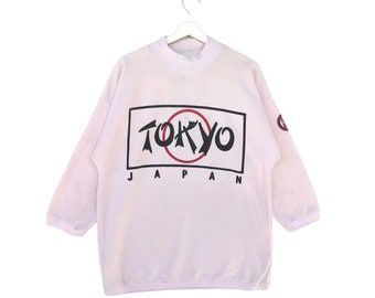 Vintage Tokyo Japan Sweatshirts All Over Print Spellout Crewneck Jumper Pullover Sweater