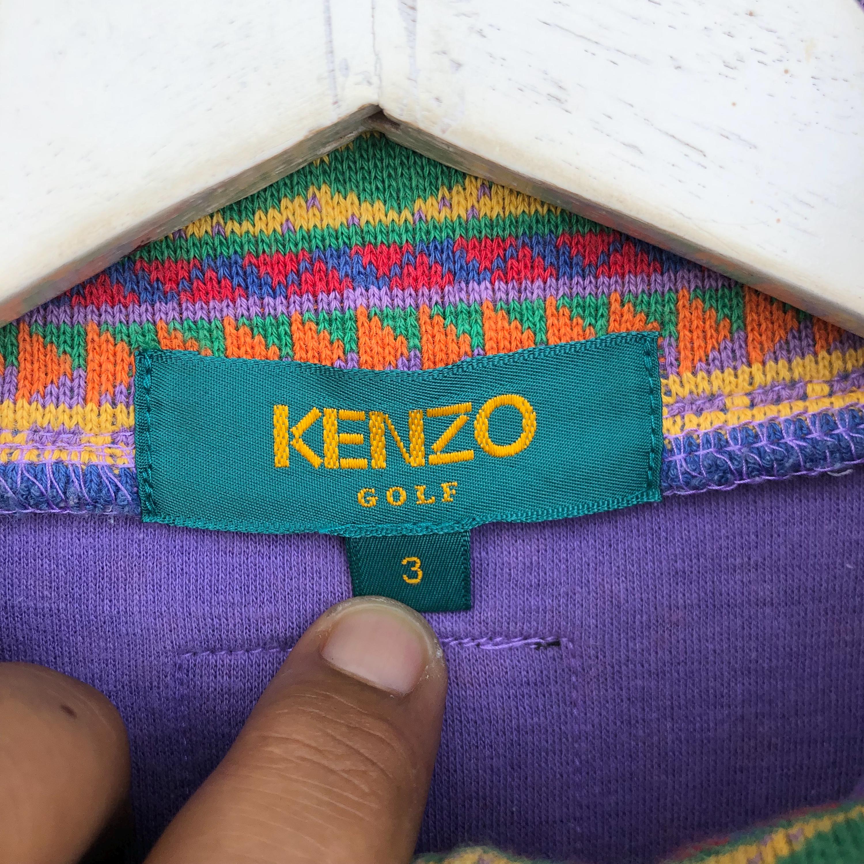 Vintage Kenzo Golf Half Zipper Sweatshirt Multi Colour Pullover