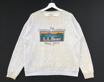 Vintage LL Bean Sweathirt All Over Print Spellout Crewneck Jumper Pullover Sweater